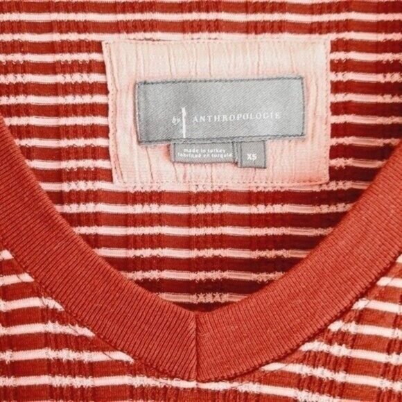 ANTHROPOLOGIE Hannah Striped V-Neck 3/4 Sleeve Top Sz XS - Picture 9 of 11